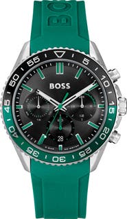 BOSS Runner Chronograph Silicone Strap Watch, 44mm