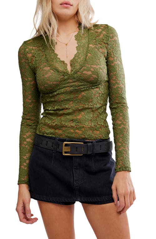 Free People All Day Lace Crop Top In Green