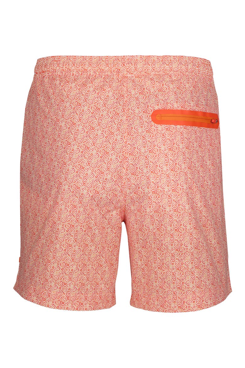 Mosaico Printed Swim Trunks, Alternate, color, ORANGE