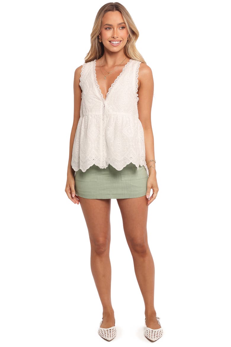 Snezana Embroidered Eyelet Button-Up Tank, Alternate, color, WHITE