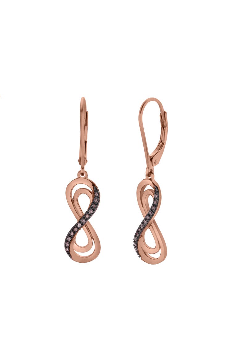 Vireya Sterling Silver 0.08 Ct Diamond Infinity Dangle Earrings, Alternate, color, Pink Rhodium Sterling Silver