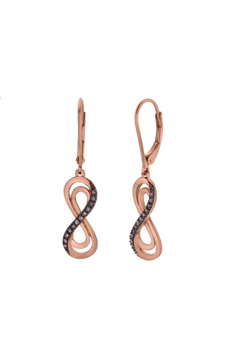 LuvMyJewelry Vireya Sterling Silver 0.08 Ct Diamond Infinity Dangle Earrings, Alternate, color, Pink Rhodium Sterling Silver