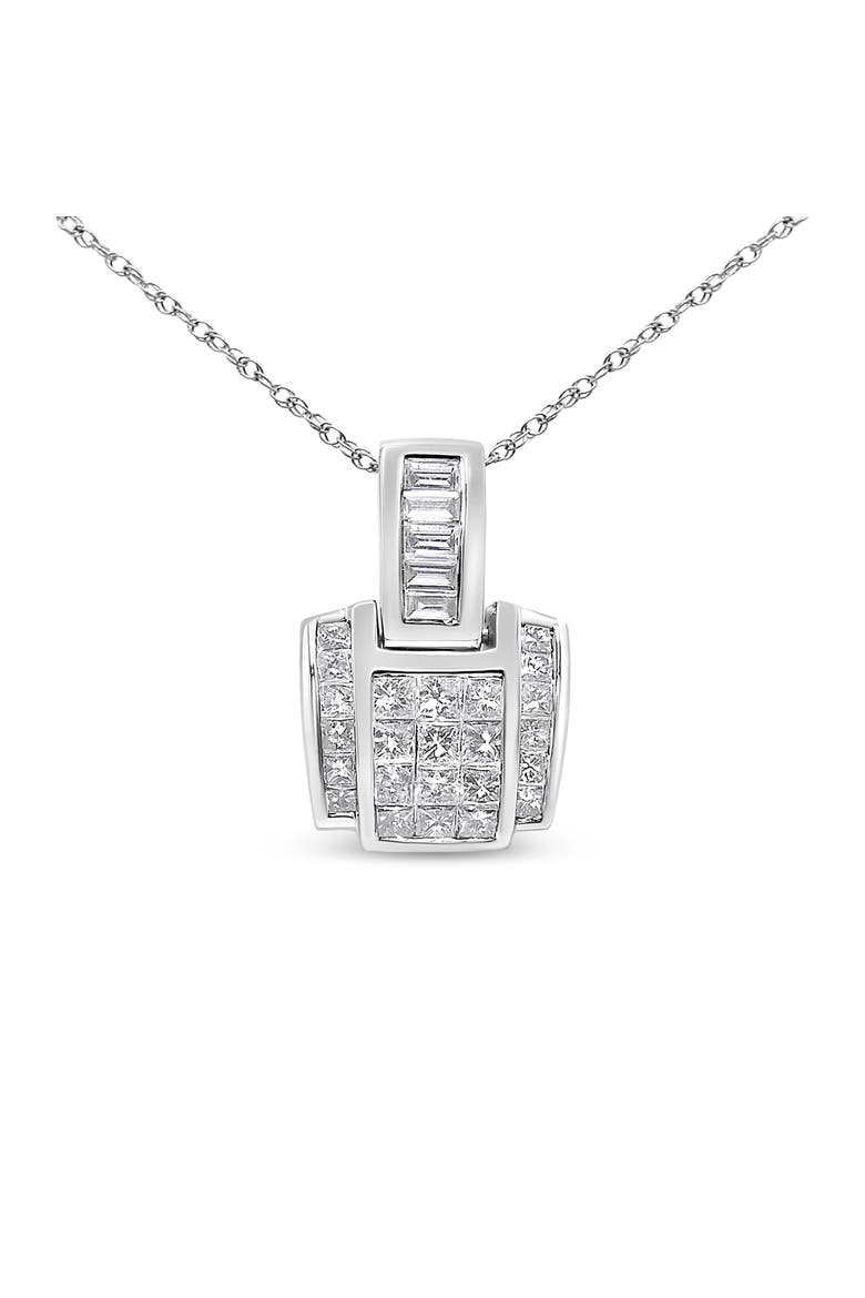 10K White Gold 1/4 Cttw Diamond Modern Bezel-Set Solitaire Pendant Necklace, Main, color, White