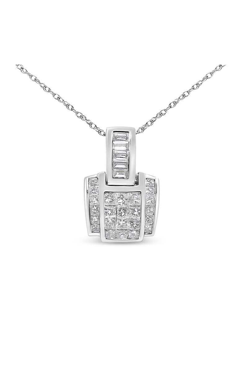Haus of Brilliance 10K White Gold 1/4 Cttw Diamond Modern Bezel-Set Solitaire Pendant Necklace, Main, color, White