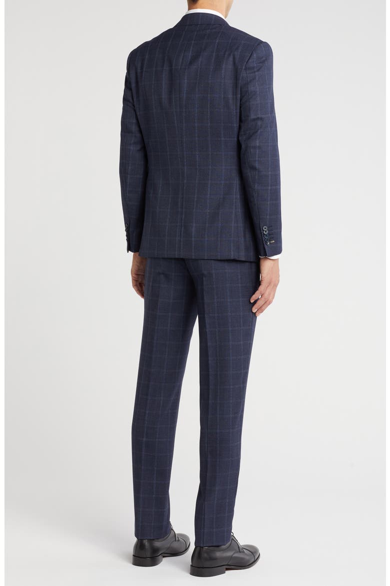 Plaid Trim Fit Notch Lapel Wool Blend Two-Piece Suit, Alternate, color, NAVY