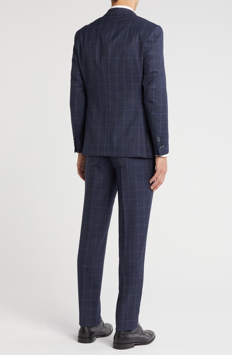 English Laundry Plaid Trim Fit Notch Lapel Wool Blend Two-Piece Suit, Alternate, color, Navy