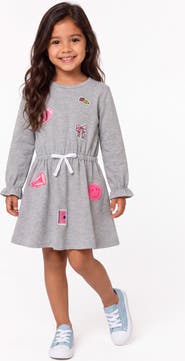 Andy & Evan Kids' Bow Appliqué Long Sleeve Dress