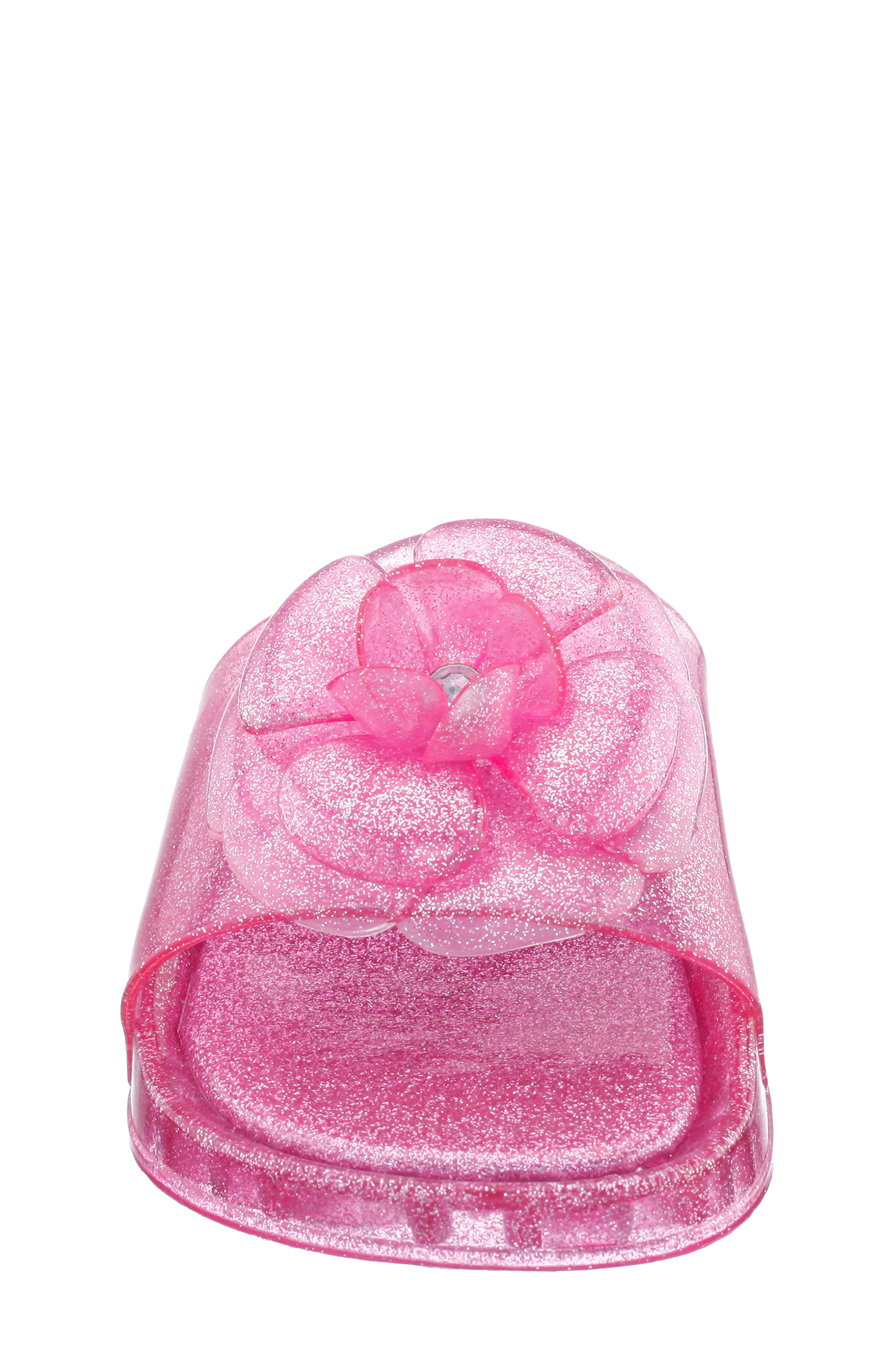Kids' Waterproof Jelly Slide Sandal, Alternate, color, PINK GLITTER JELLY