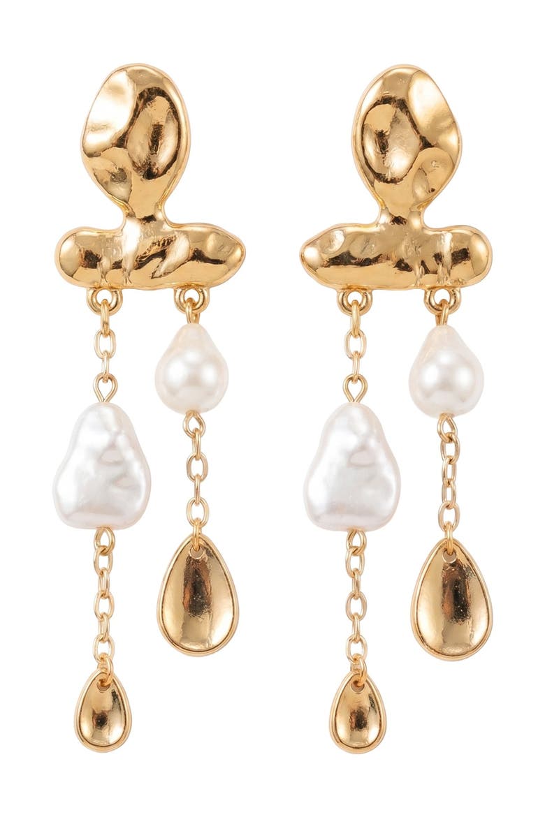 Fariha Pearl Teardrop Earrings, Main, color, Gold
