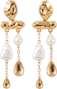 AREA STARS Fariha Pearl Teardrop Earrings