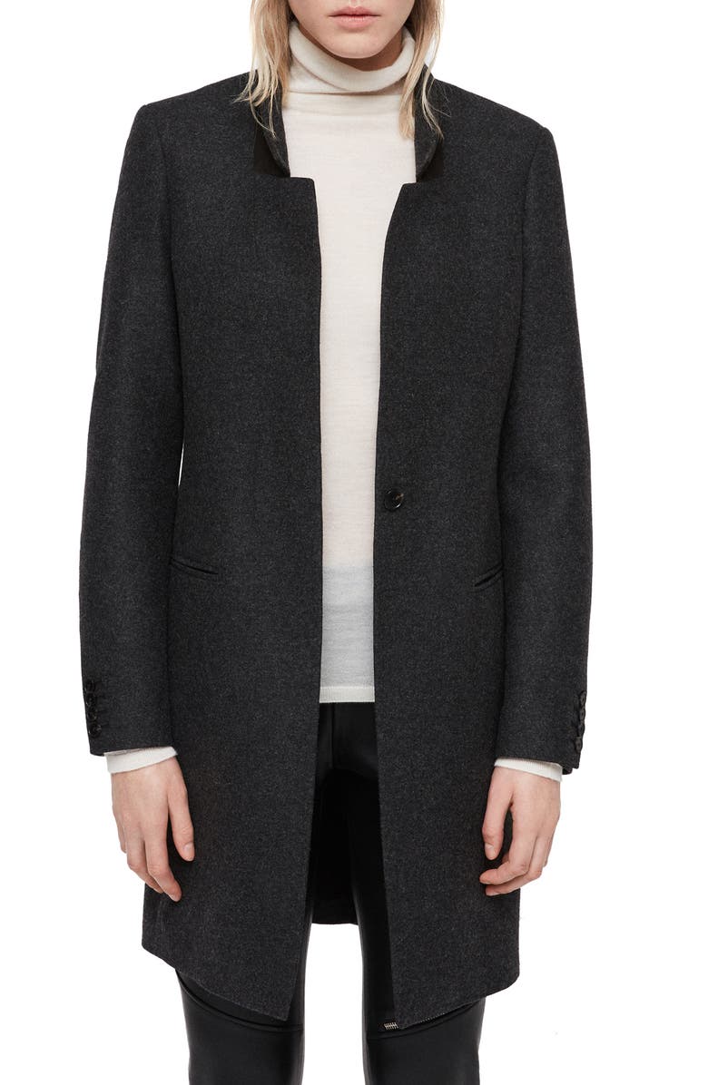 AllSaints Lyla Wool Blend Coat, Main, color, 