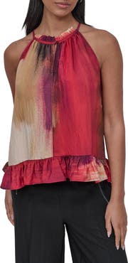 DKNY Abstract Print Textured Sleeveless Top