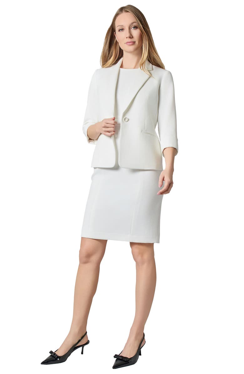 KASPER Stretch Cotton Piquè One-Button Blazer, Alternate, color,