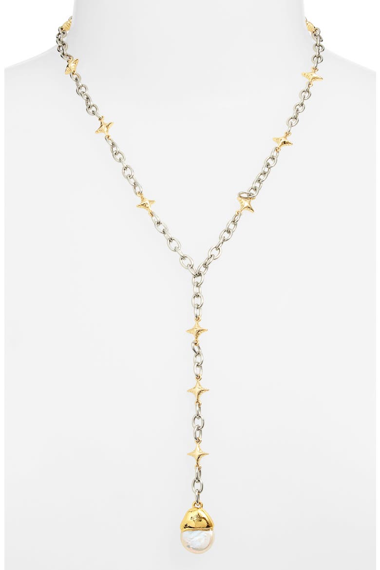 Star Power Mini Freshwater Pearl Pendant Y-Necklace, Alternate, color, GOLD