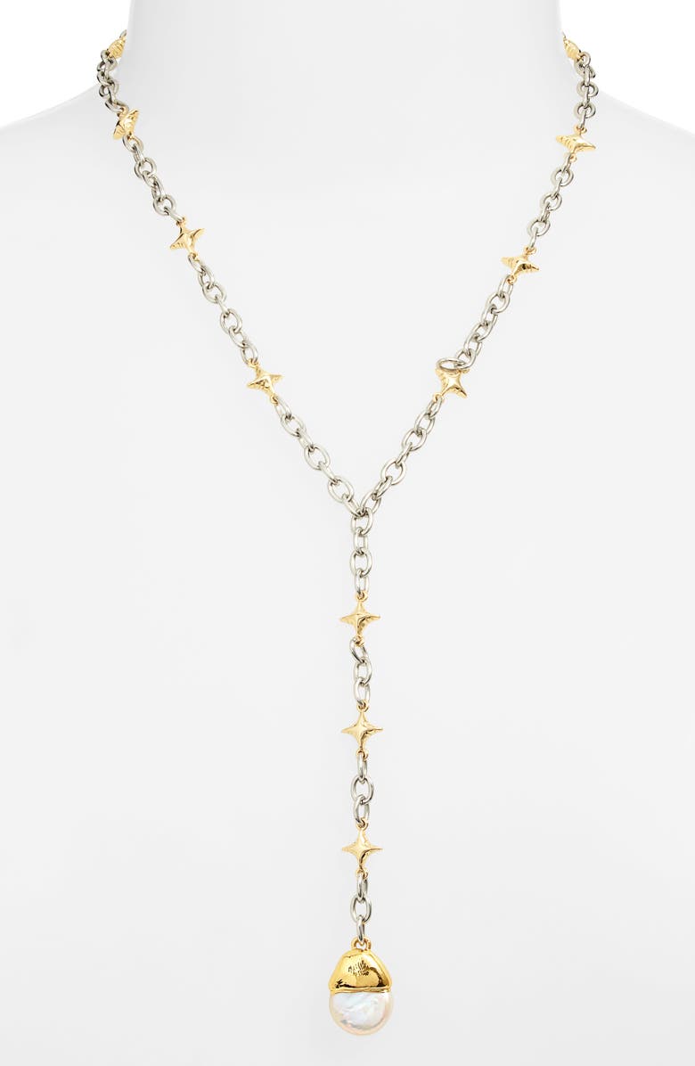 VIDAKUSH Star Power Mini Freshwater Pearl Pendant Y-Necklace, Alternate, color, Gold