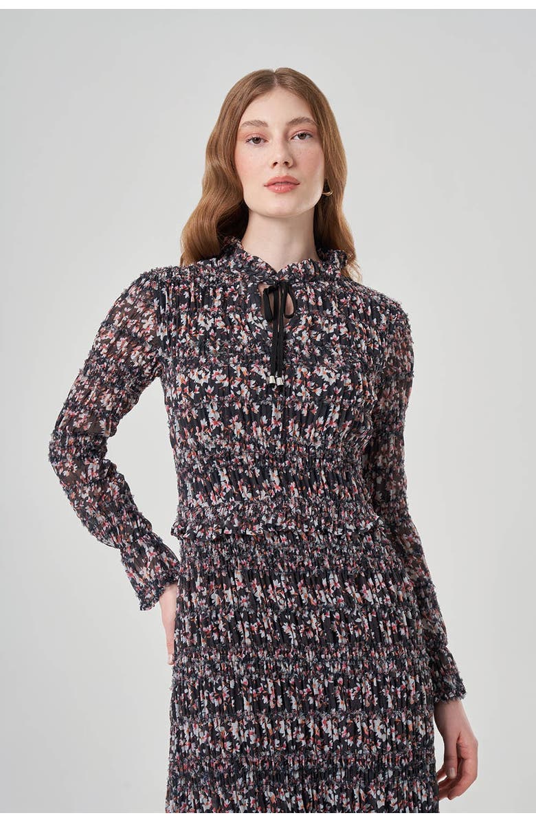 Mizalle Patterned Crochetate Midi Dress - Mix, Main, color, Mix