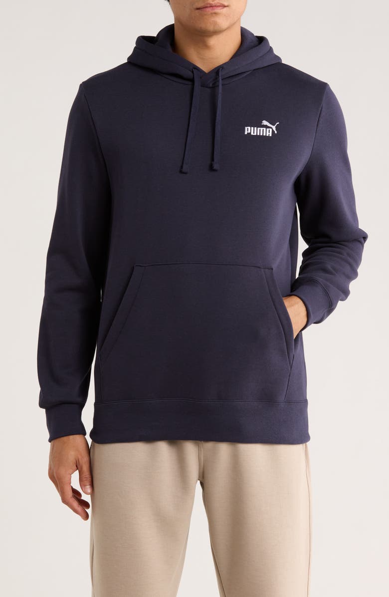 PUMA Essential Embroidered Logo Fleece Hoodie, Main, color, New Navy