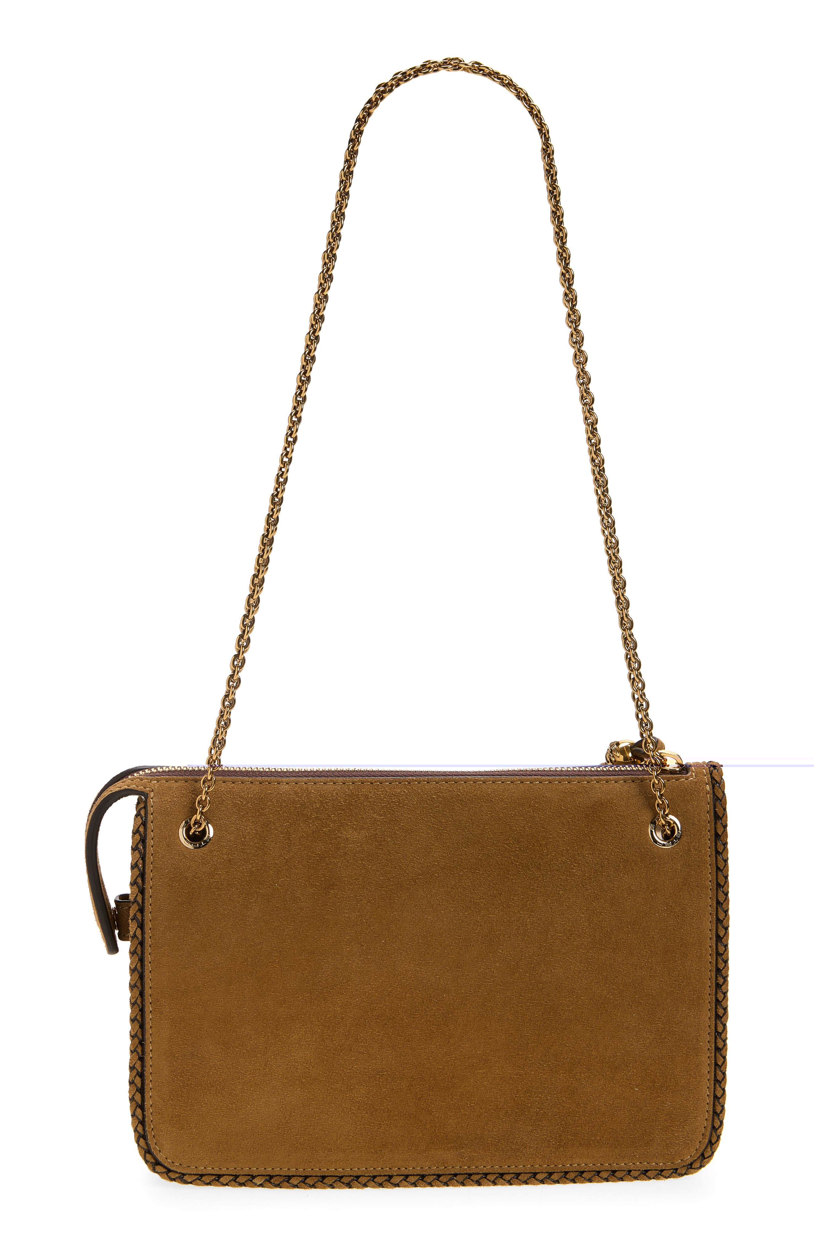 Patch Suede Crossbody Clutch, Alternate, color, OCHRE
