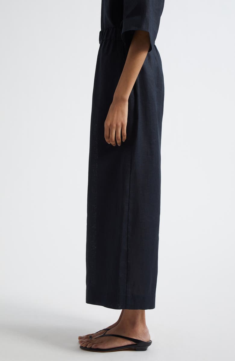 MM by Max Mara Minnie Linen Pull-On Pants, Alternate, color, Black