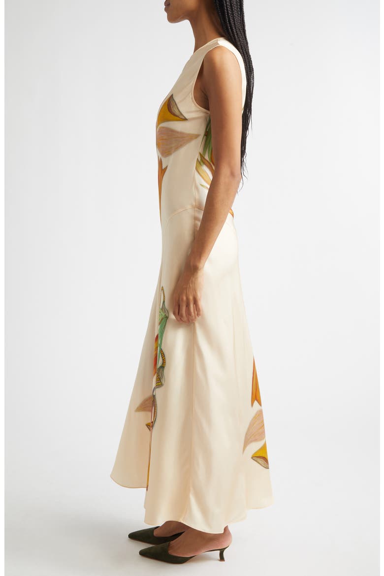 Gaea Botanical Silk Midi Dress, Alternate, color, INNER NATURE