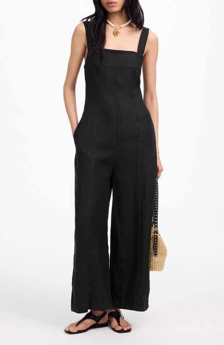 Madewell Square Neck Wide Leg Linen Jumpsuit