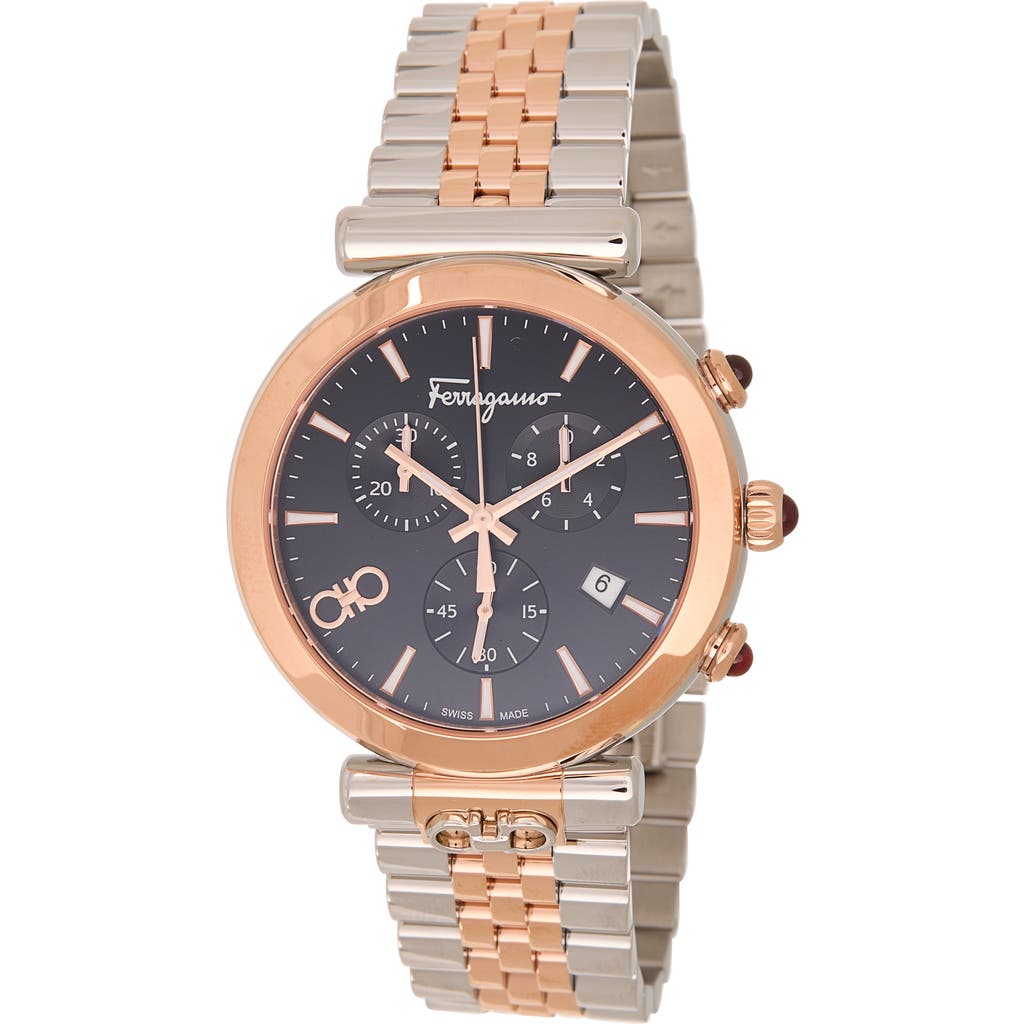 Ferragamo Ora Chronograph Bracelet Strap Watch, 38mm In Two Tone
