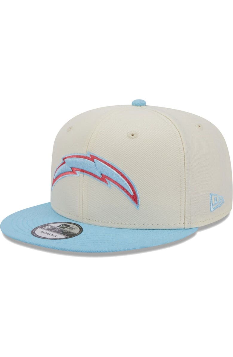 New Era Men's New Era Cream/Light Blue Los Angeles Chargers Two-Tone Color Pack 9FIFTY Snapback Hat, Main, color, 