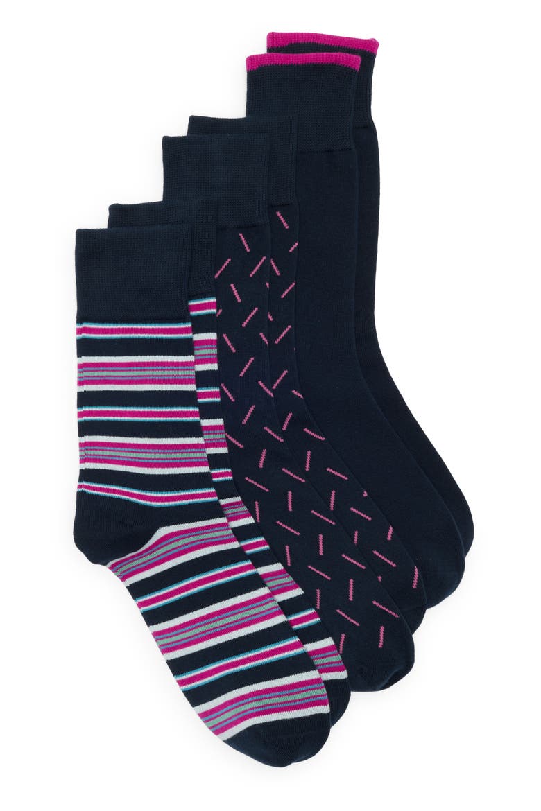 3-Pack Crew Socks, Main, color, BLUE/ PINK