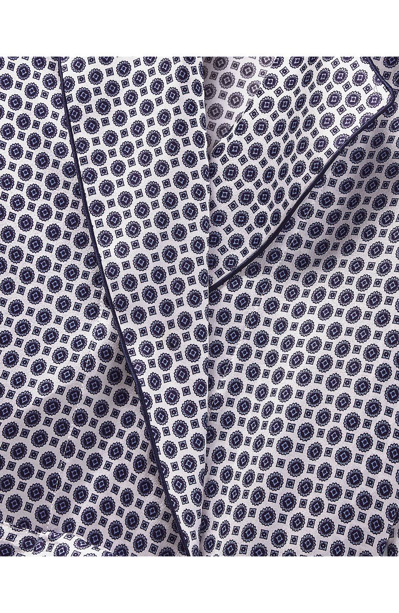 Petite Plume Navy Foulard Silk Robe, Alternate, color, 