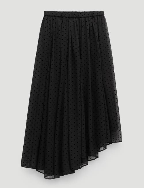 Hush Asymmetrical Flocked Spot Skirt In Black