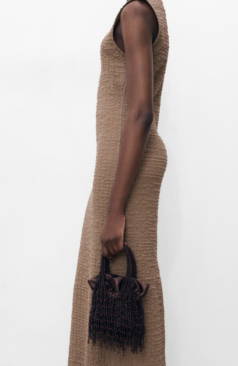 MANGO Texture Sleeveless Maxi Dress, Alternate, color, Beige