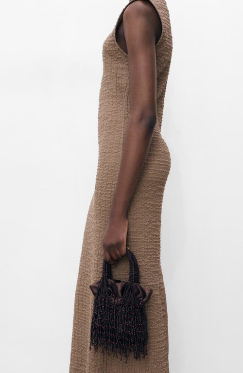 Mango Texture Sleeveless Maxi Dress In Brown
