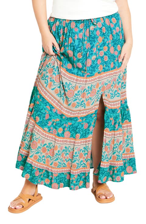 Aurora Print Maxi Skirt (Plus)