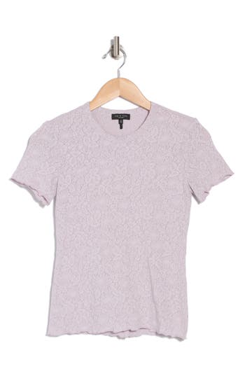 Rag & Bone Gemma Floral Jacquard T-shirt In Lilac