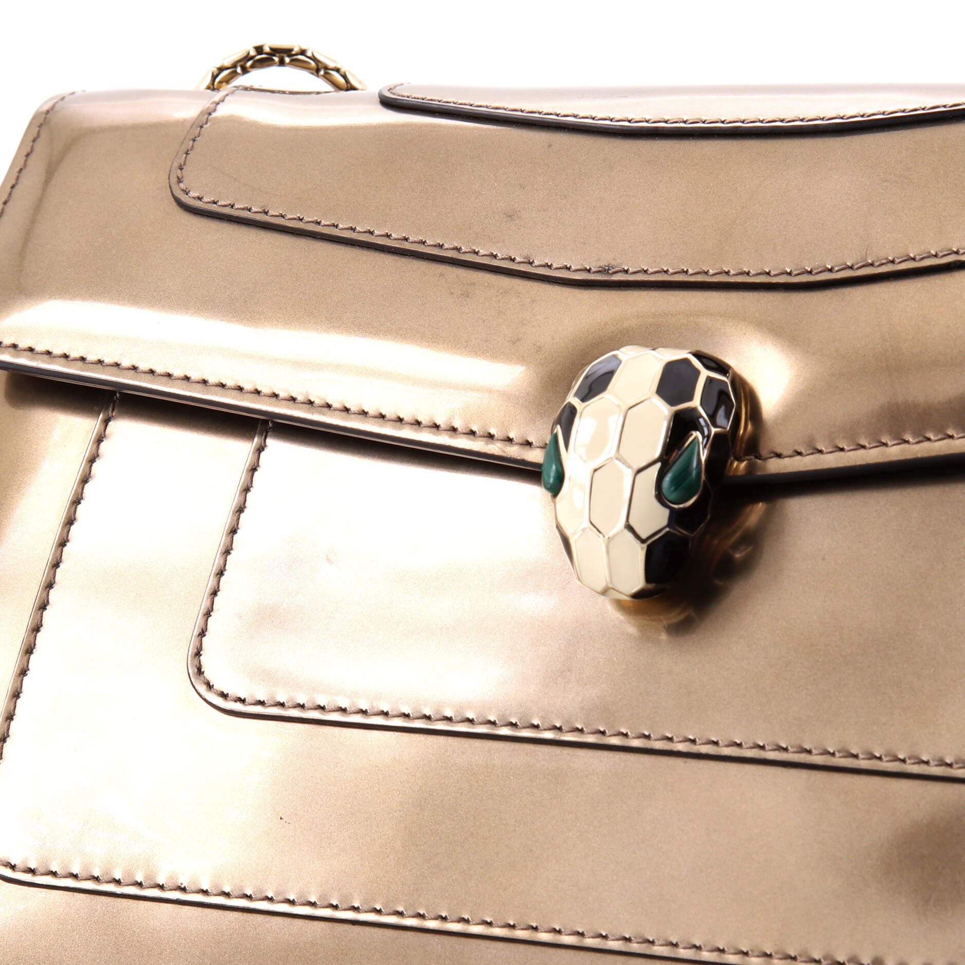 Serpenti Forever Shoulder Bag Metallic Leather Medium, Alternate, color, Metallic Gold