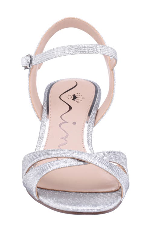 Nina Flora Ankle Strap Wedge Sandal In Silver