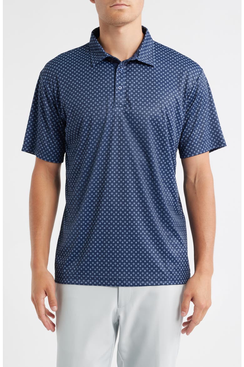 Hazelwood Modern Fit Foulard Print Performance Golf Polo, Main, color, NAVY