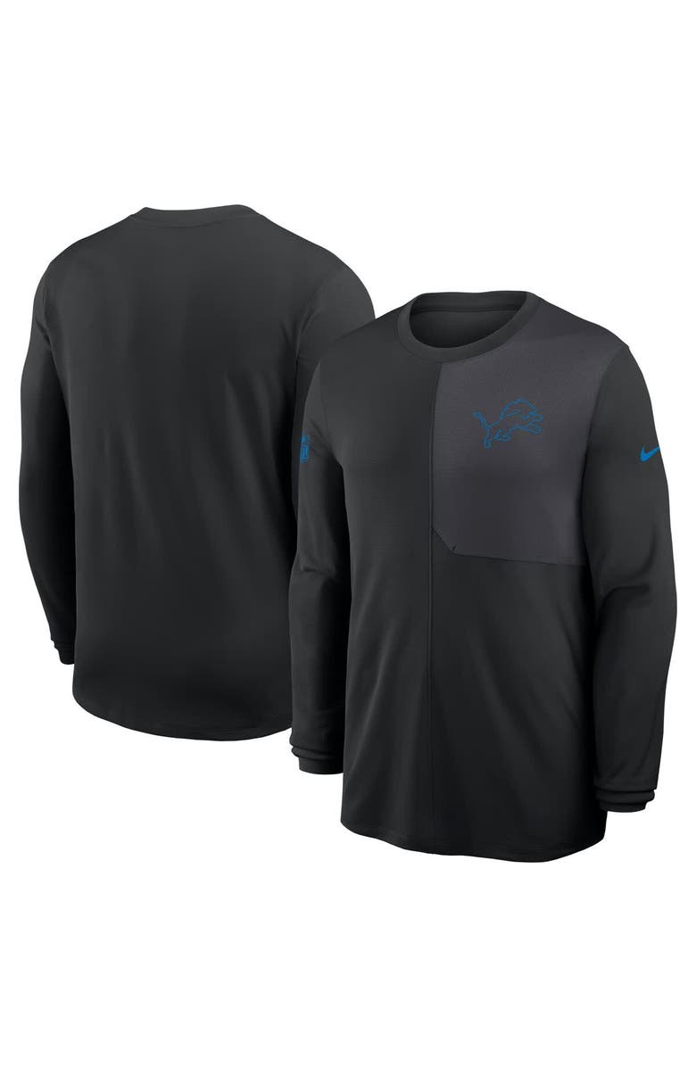Nike Men's Nike Black Detroit Lions Sideline Coach UV Performance Long Sleeve T-Shirt, Alternate, color, Black