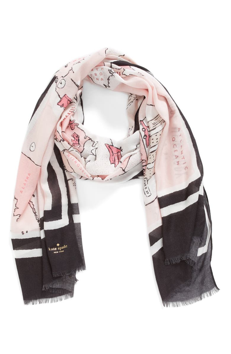 Kate Spade New York usa map scarf, Alternate, color, 