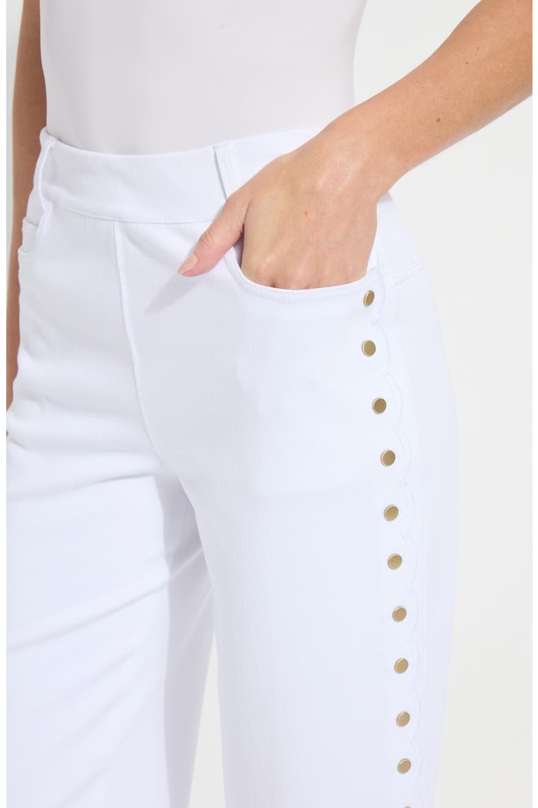 Willa Scallop Studded Crop Jeans, Alternate, color, WHITE