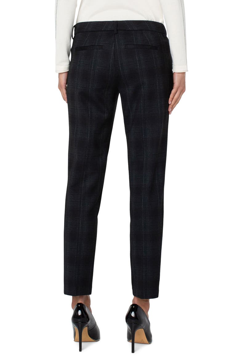 Kelsey Plaid Ponte Trousers, Alternate, color, BLACK/ GREEN SHDW