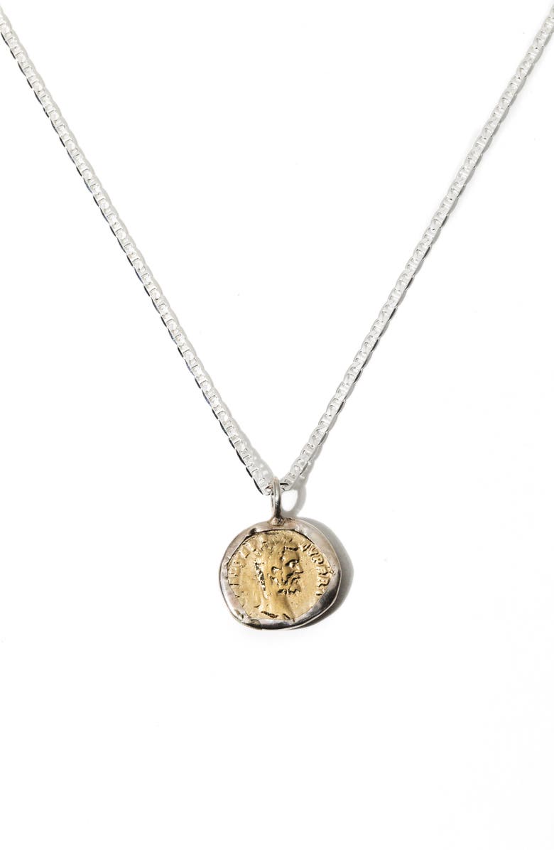 Child of Wild Caeser Coin Pendant Necklace, Main, color, Silver