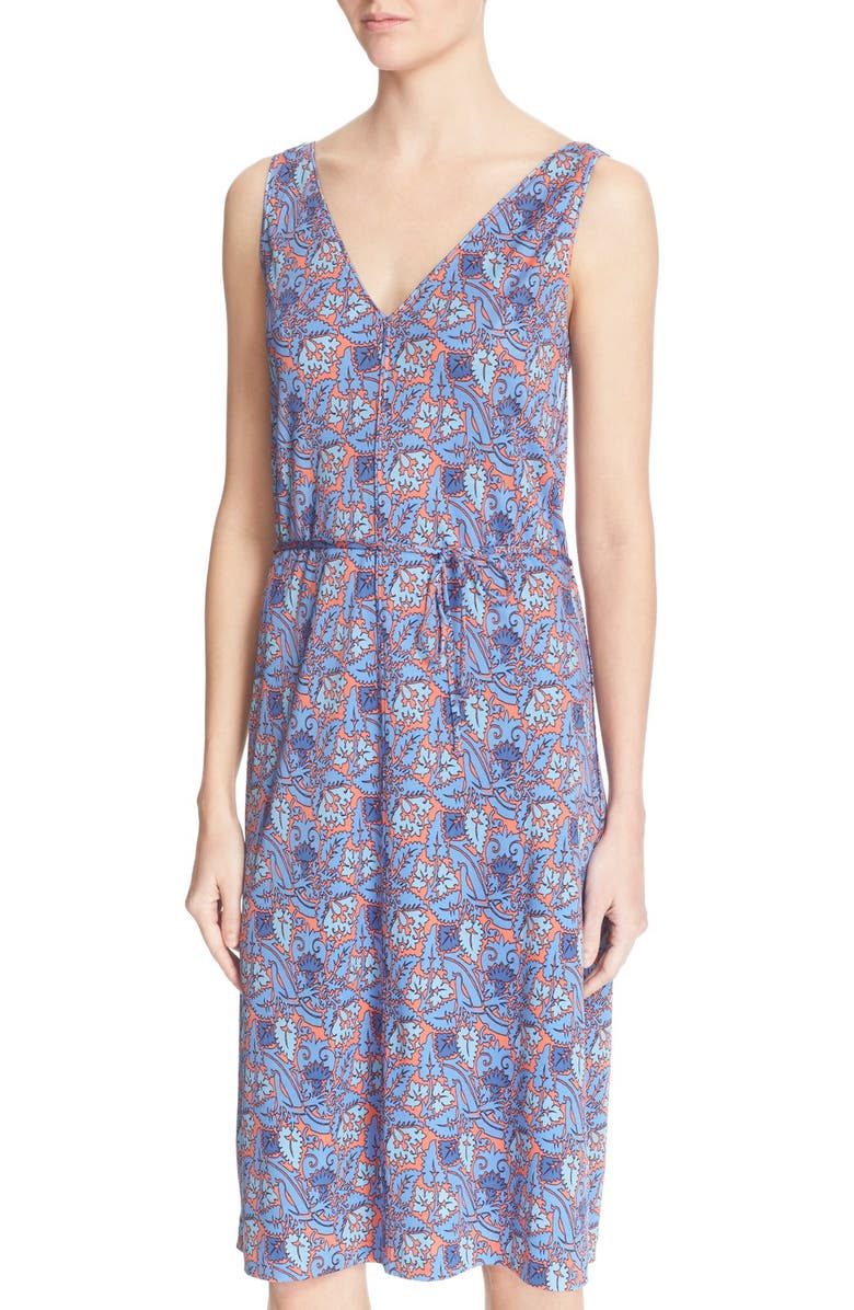 Tory Burch 'Sandy' Floral Print Silk Shift Dress, Alternate, color, 