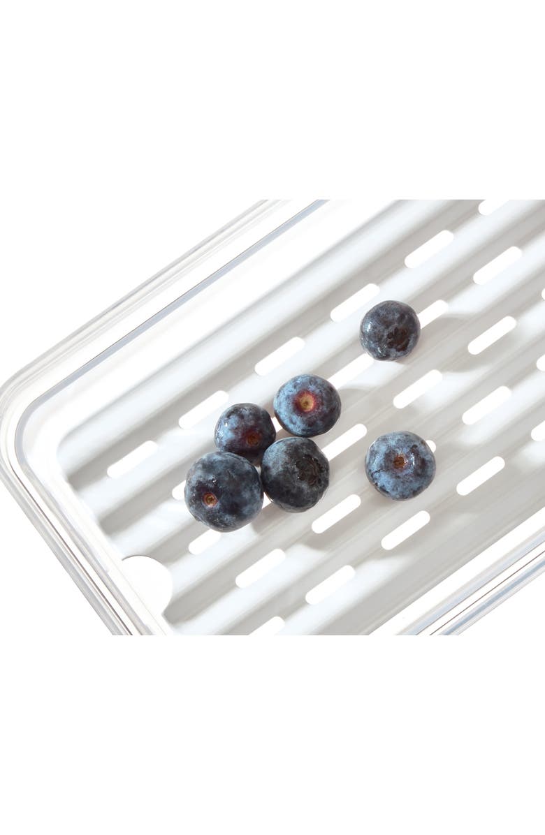 iDesign Medium Fridge Produce Bin with Drainage Tray - Set of 4 - Clear, Alternate, color, Clear