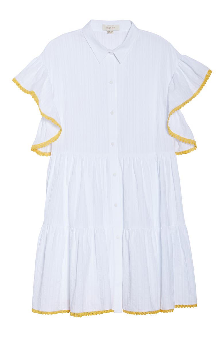 Shirred Shirt Dress, Alternate, color, WHITE