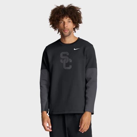 Men's Nike Black USC Trojans 2025 Sideline Coach Therma-FIT Long Sleeve T-Shirt