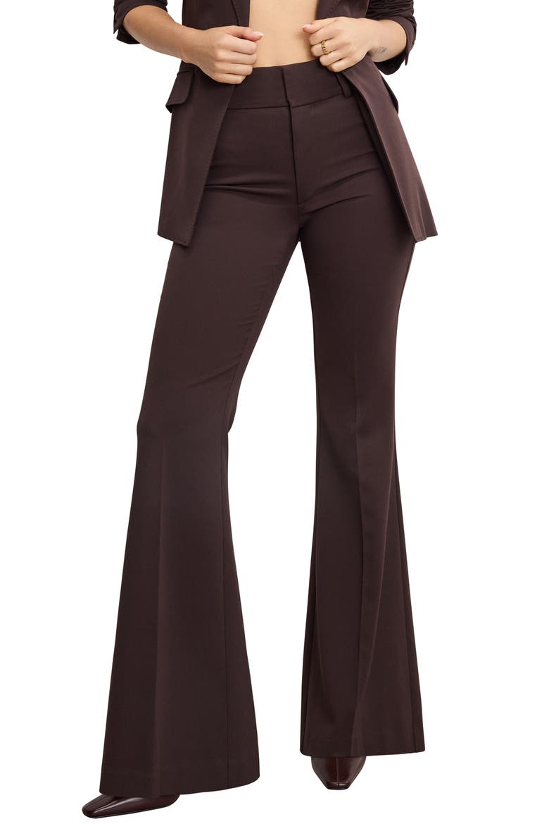 Essential Flare Leg Pants, Main, color, DARK CHOCOLATE