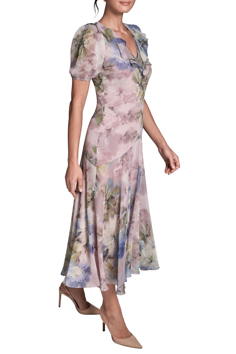 Floral Chiffon Cutout Back Dress, Alternate, color, LILAC/ SAPPHIRE