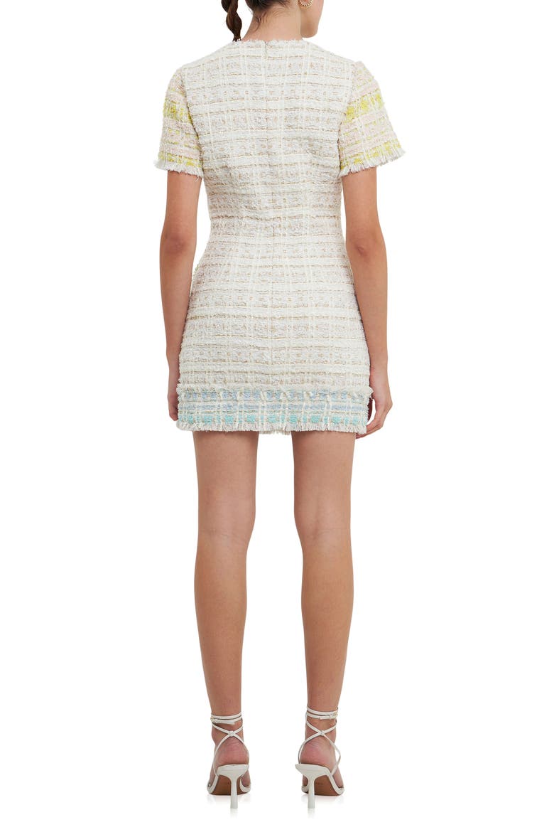 Colorblock Tweed Minidress, Alternate, color, IVORY MULTI