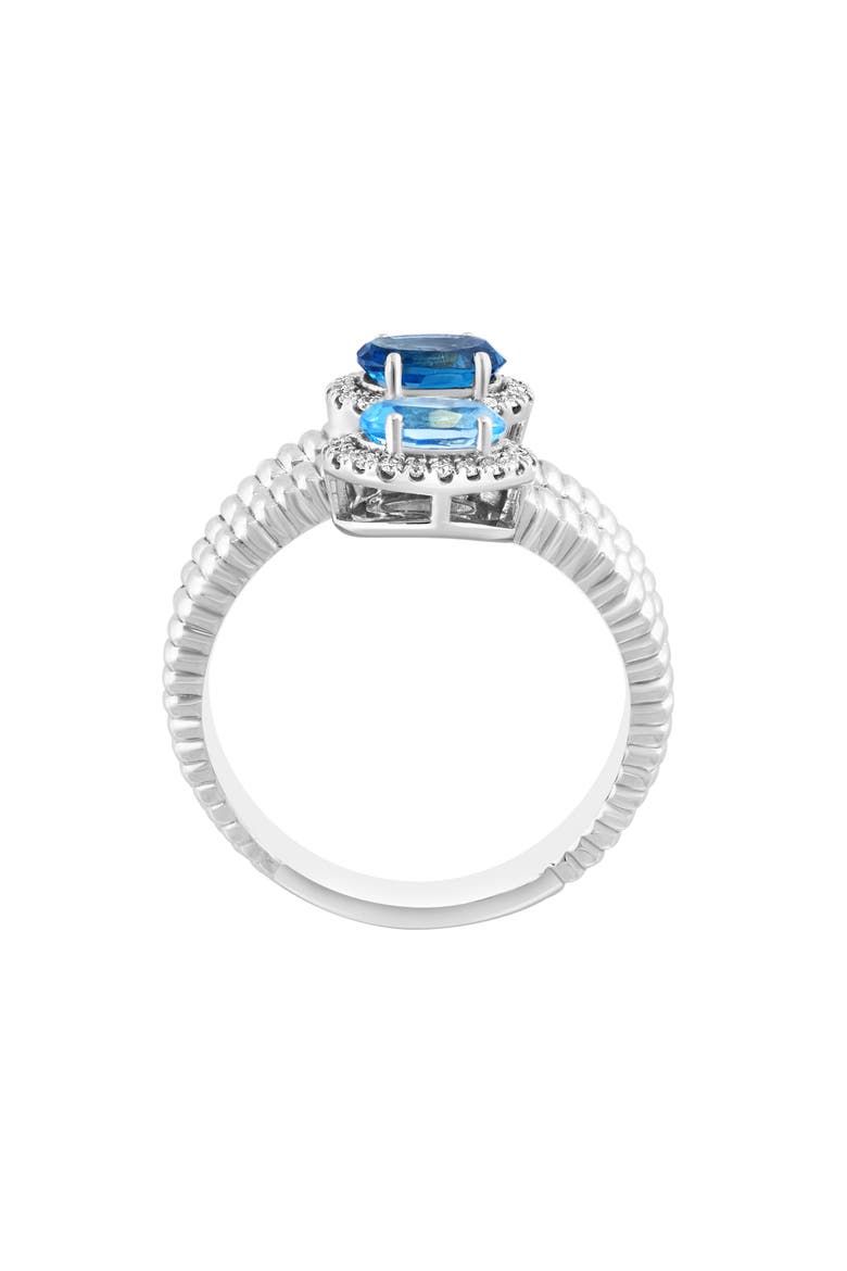 Diamond & Blue Topaz Crossover Ring, Alternate, color, BLUE